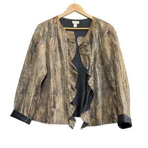 CHICO'S Size 2 Leather Kelsey Jacket Snakeskin Edgy Y2K‎ Statement Reversible